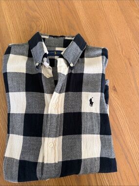 Ralph Lauren Black and Cream Buffalo Check Button-Down Shirt